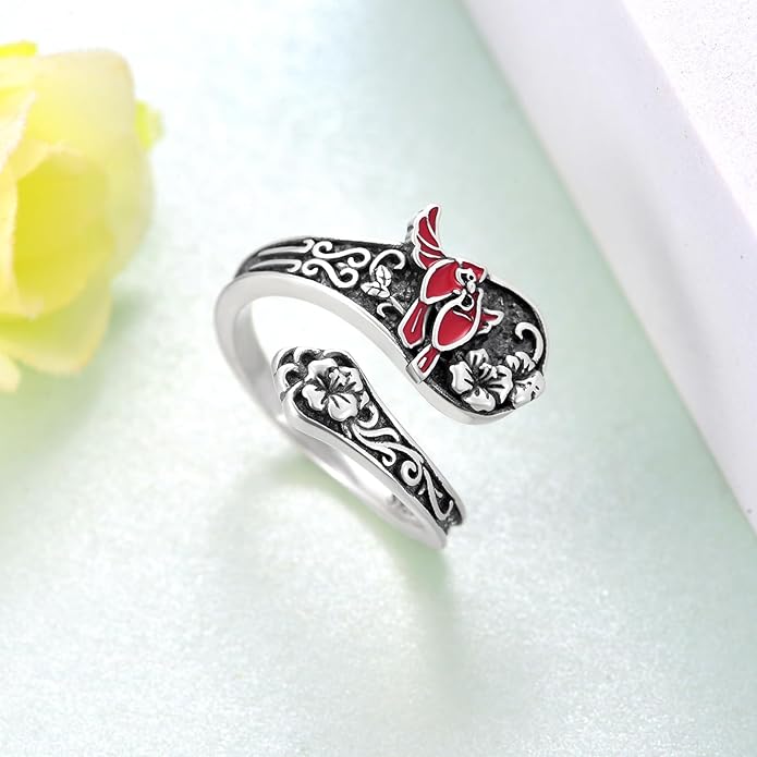 Spoon Rings for Women 925 Sterling Silver Mushroom/Phoenix/Snake/Cardinal/Octopus/Tree of Life/Sunflower/Highland Cow/Dragonfly/Dragon/Horse/Sea Turtle/Frog Rings