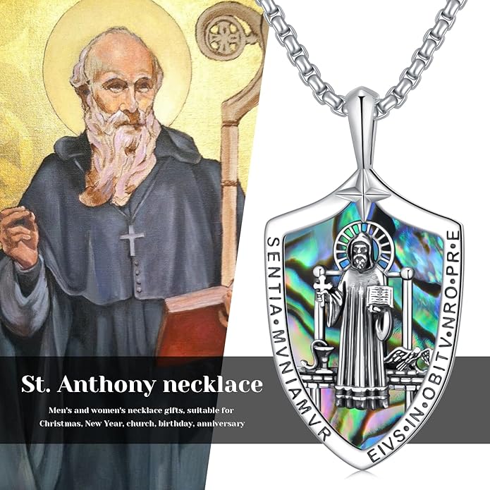 Taioiat Saint Necklace 925 Sterling Silver St Necklace Amulet Pendant Jewelry Religious Gift for Men Women