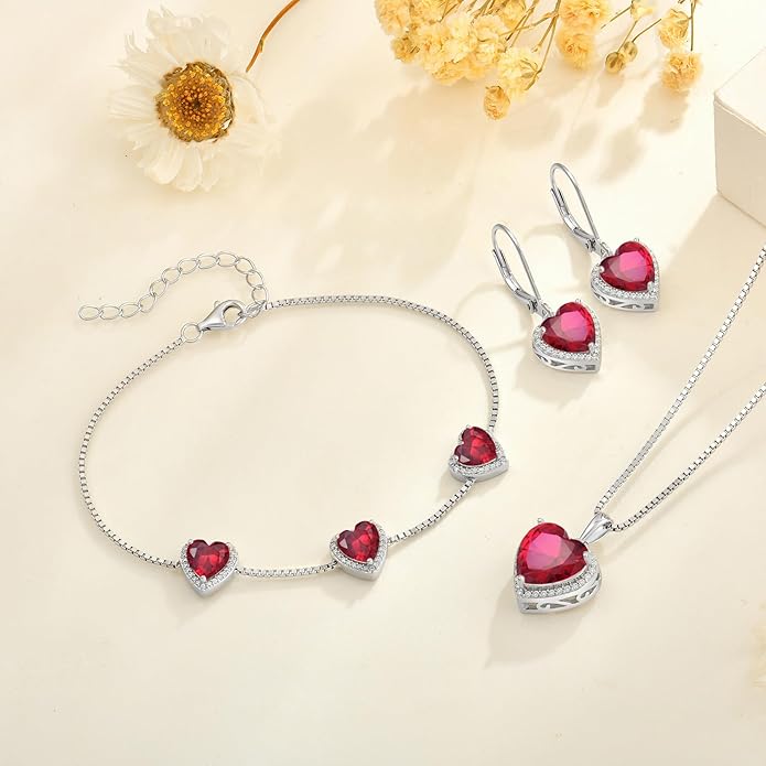 Love Heart Bracelet 925 Sterling Silver Halo Heart Birthstone Bracelet Jewelry Gifts for Women