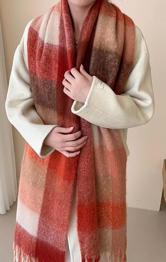 Wander Agio Winter Women Warm Scarf Long Shawl Large Scarves Cold Weather Thick Blanket Scarfs Colorful Plaid