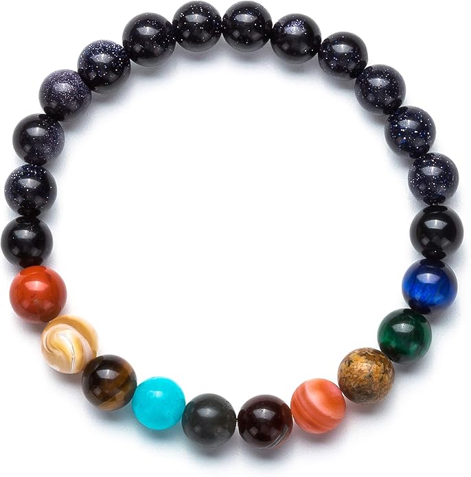Fesciory Women Solar System Bracelet Universe Galaxy The Eight Planets Guardian Star Natural Stone Beads Bracelet Bangle Gifts