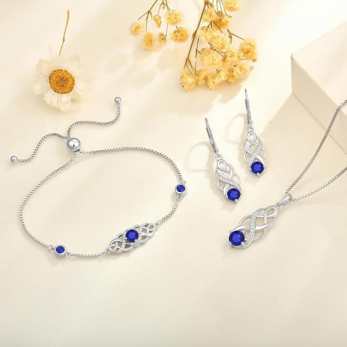 Infinity Celtic Knot Bracelet 925 Sterling Silver Birthstone Bracelet Irish Jewelry for Women