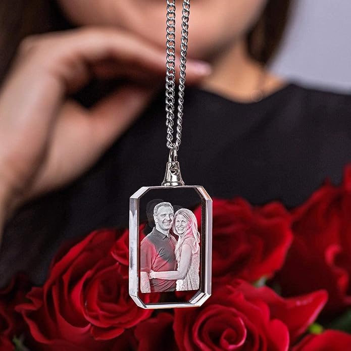ArtPix 3D Crystal Photo Custom Necklace, Personalized Valentines Day Gift for Women, Men, Her, Him