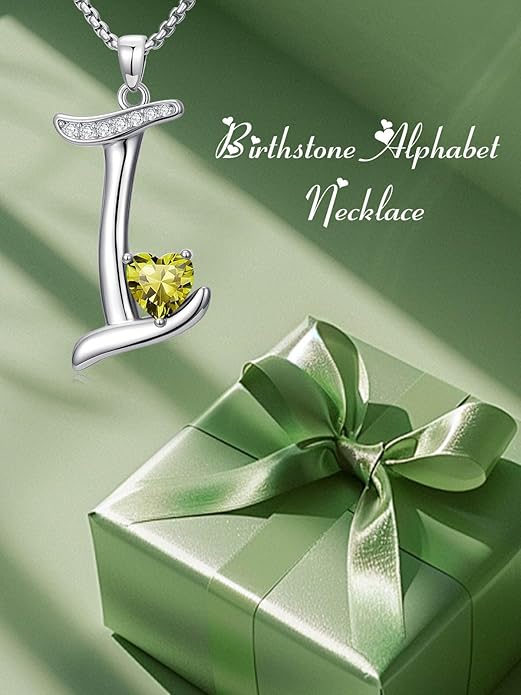 Christmas Gifts for Women Alphabet A to Z Initial Birthstone Pendant Necklaces for Women - 18k White Gold Plated Personalized Name Jewelry Valentine Mothers Day Birthday Gifts for Women Her Girlfriend