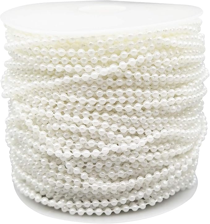 INSPIRELLE 3MM Ivory Faux Pearl Beads 50M Garland Pearl Bead Roll Strand for Wedding Party Decoration