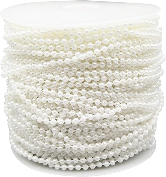 INSPIRELLE 3MM Ivory Faux Pearl Beads 50M Garland Pearl Bead Roll Strand for Wedding Party Decoration