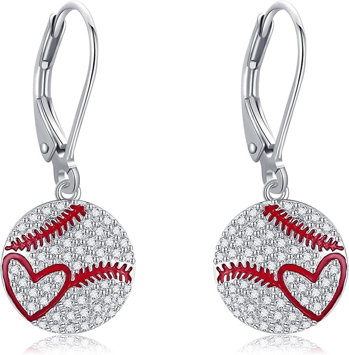 YFN Sports Jewelry Earrings 925 Sterling Silver Baseball Softball Basketball Rugby Football Tennis Volleyball Earrings for Women and Sports Fans Gifts