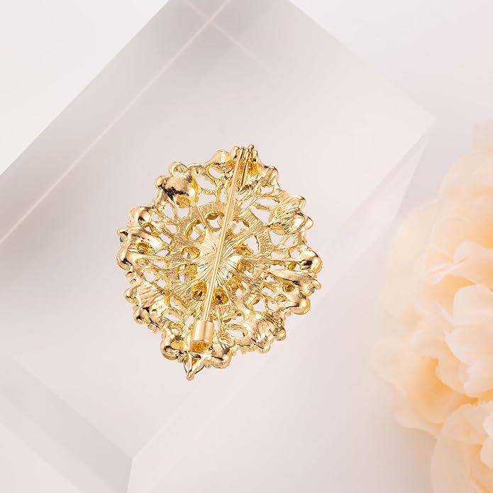 LAXPICOL Vintage Clear Austrian Crystal Brooch Pin for Women Elegant Wedding Bridal Brooches Broach Pin 1.69"*1.39"