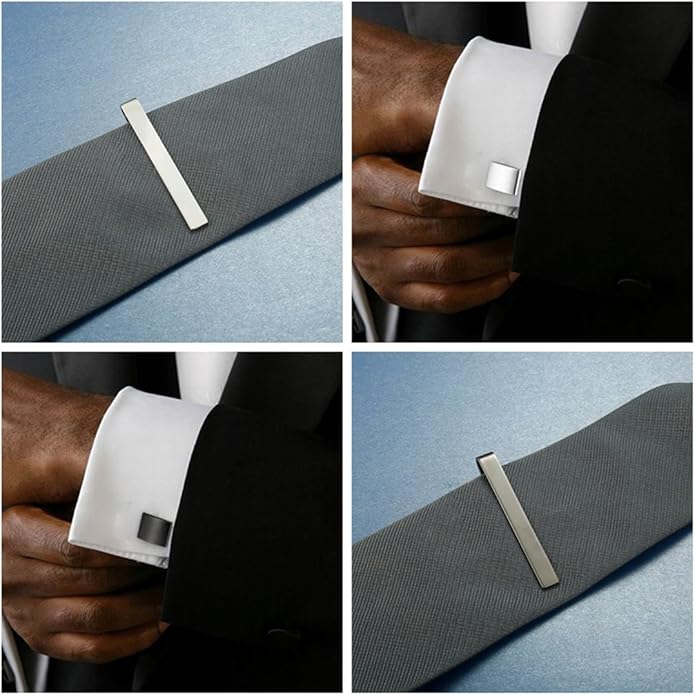 FIBO STEEL Cufflinks for Men Classic Black Cufflink Set Unique Round Square Rectangle Cuff Links for Business Shirt Formal Wedding Tuxedo Groom Suit Accessories Men Present
