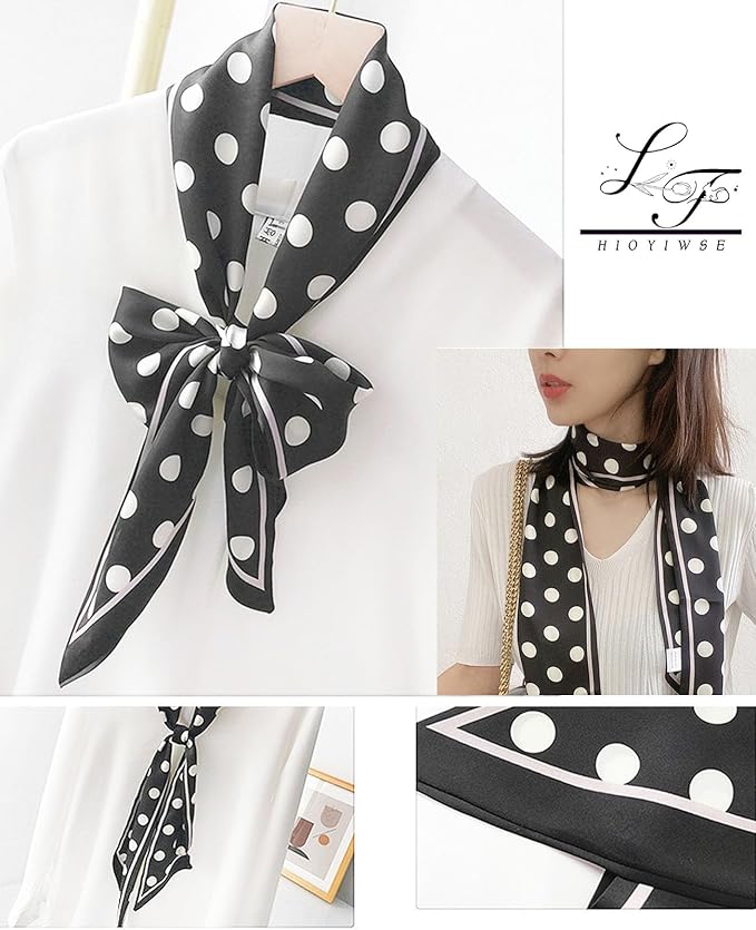 Hioyiwse Head Scarf Hair Neck Scarves For Women Purse Bag Scarfs For Handbags Silky Long Thin Satin Headscarf Fashion
