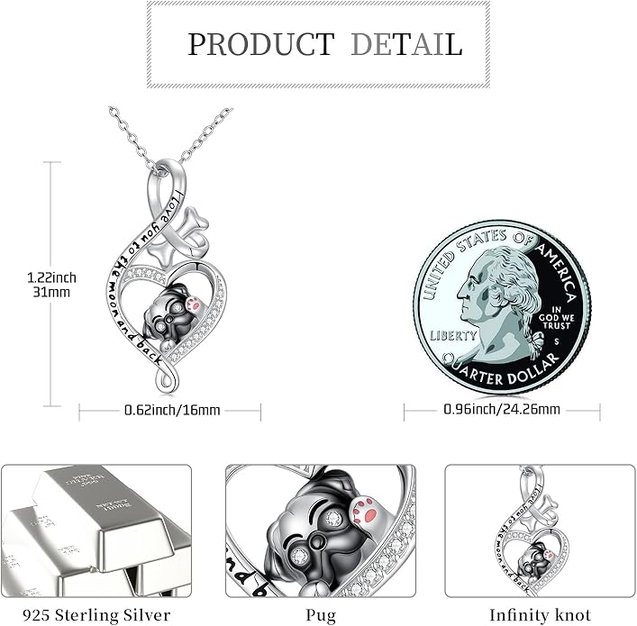 Dog Cat Necklace Pendant 925 Sterling Silver Pet Jewelry Gifts for Women