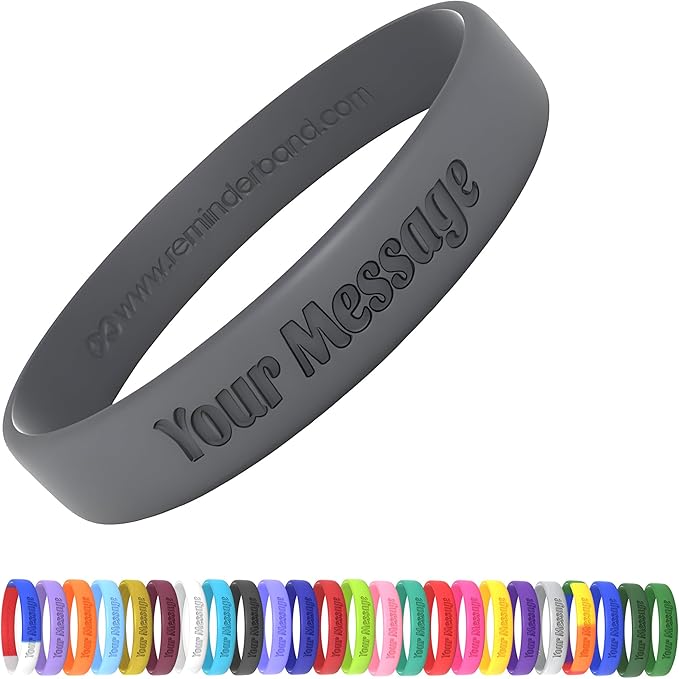 Reminderband Custom Silicone Bracelet – Motivational Wristbands, Bulk Personalized Bands for Events, Awareness, Fundraisers, Gifts – Custom Rubber Bracelets - 1/2" Classic
