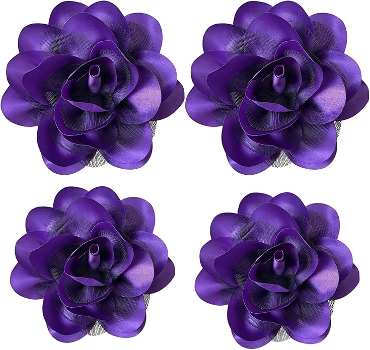Women's Brooches 4pcs Rose Flower Hair Clip Flamenco Dancer Pin up Mexican Hair Flowers Clips Hairpin Brooch Tea Party Hats Headpieces
