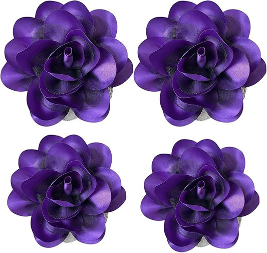 Women's Brooches 4pcs Rose Flower Hair Clip Flamenco Dancer Pin up Mexican Hair Flowers Clips Hairpin Brooch Tea Party Hats Headpieces