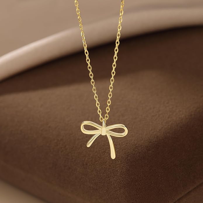 SLUYNZ Solid 925 Sterling Silver Bow Choker Necklace for Women Teens Simple Bowknot Pendant Necklace