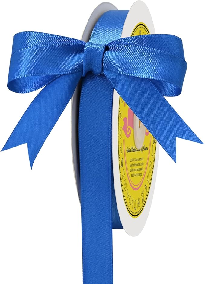 LEEQE Double Face Royal Blue Satin Ribbon 5/8 inch X 50 Yards Polyester Royal Blue Ribbon for Gift Wrapping Very Suitable for Weddings Party Invitation Decorations and More