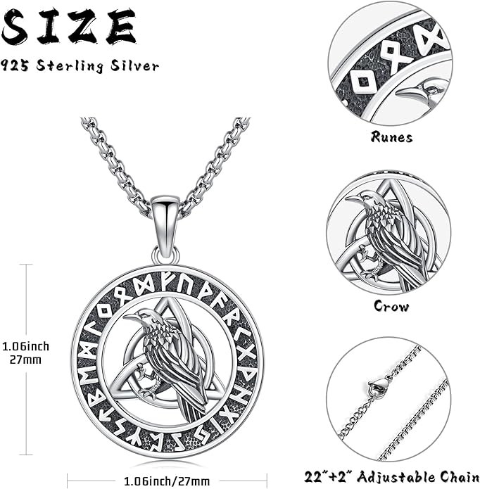 Taioiat viking Pendant Necklace for Men Nordic Celtic 925 Sterling Silver Vintage Mjolnir Jewelry Norse Vikings Gift for Women
