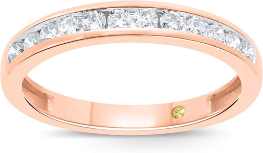 Lab Grown Diamond Wedding Rings for Women | 10K Yellow, White and Rose Gold Certified 1/6-1/2 Carat Channel Set Diamond Anniversary Bands and Wedding Bands for Her