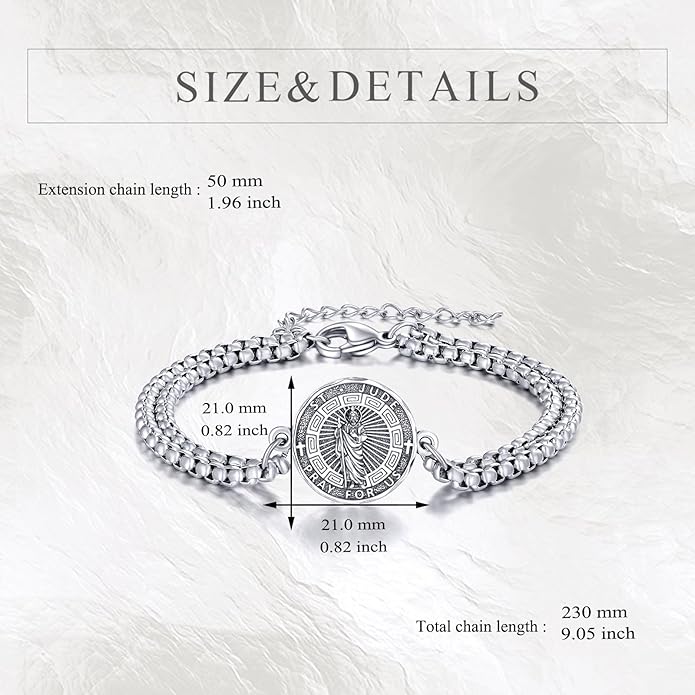 YFN Patron Saint Bracelet Sterling Silver Religious Protector Bracelet Jewelry Gift for Women Men