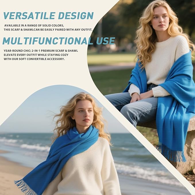 FLEESOFT Winter Wool Scarf Shawl -Thick Oversized Pashmina Shawl Wrap,Soft Warm Winter Scarves,Travel Blanket Scarf for Women