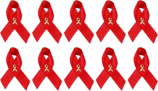 1/2/5/10/25/50/100pcs Satin Awareness Ribbon Pins (Pick your color), for Cancer & Disease Awareness, Bulk Quantities for Fundraising, Events, Gift Giving