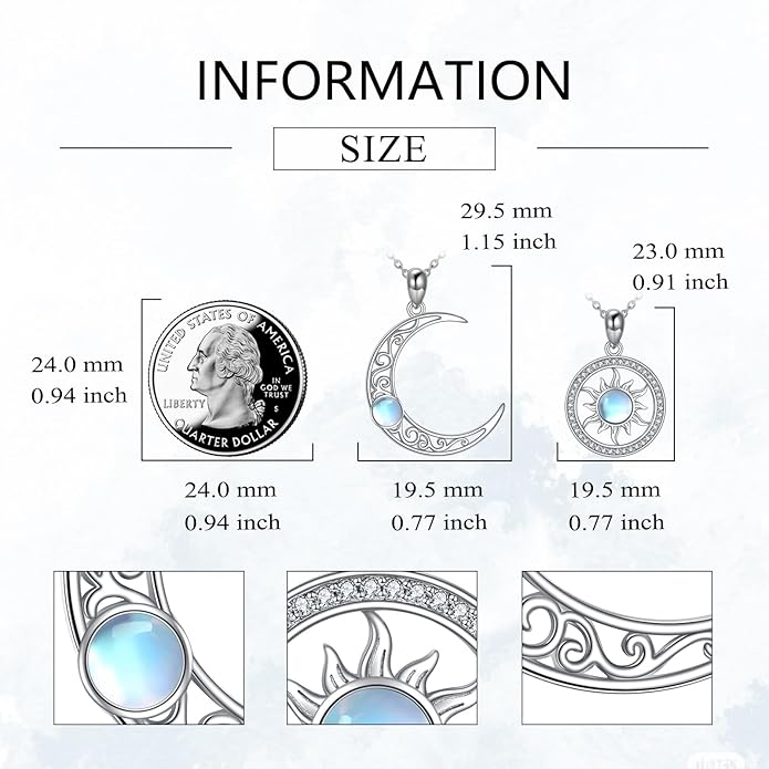 JBAERD Couples BFF Matching Necklaces 925 Sterling Silver Cross/Yin Yang/Sun Moon/Mountain Wave Pendant Necklace Anniversary Birthday Gifts