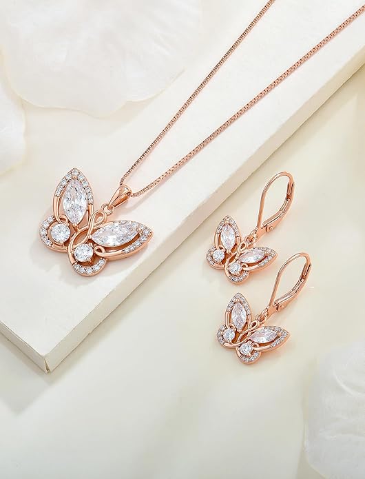 STARCHENIE Butterfly Pendant Necklace for Women 925 Sterling Silver Birthstone Butterfly Jewelry Gifts