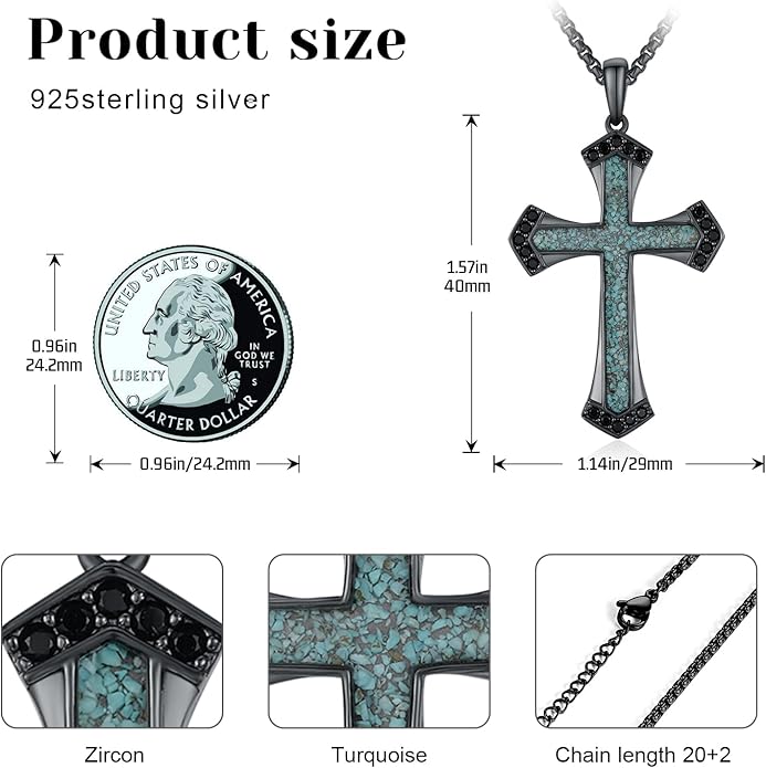 Cross Necklace for Men 925 Sterling Silver Celtic Cross Pendant Christian Jewelry Religious Christmas Gifts for Women