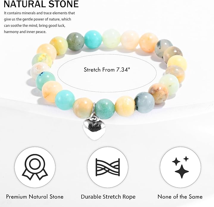 VIBILIA Cross Beaded Bracelets for Women, Inspirational Natural Heart Religious Bracelets for Women, Birthday Christian Gifts for Women on Thanksgiving Christmas Gifts