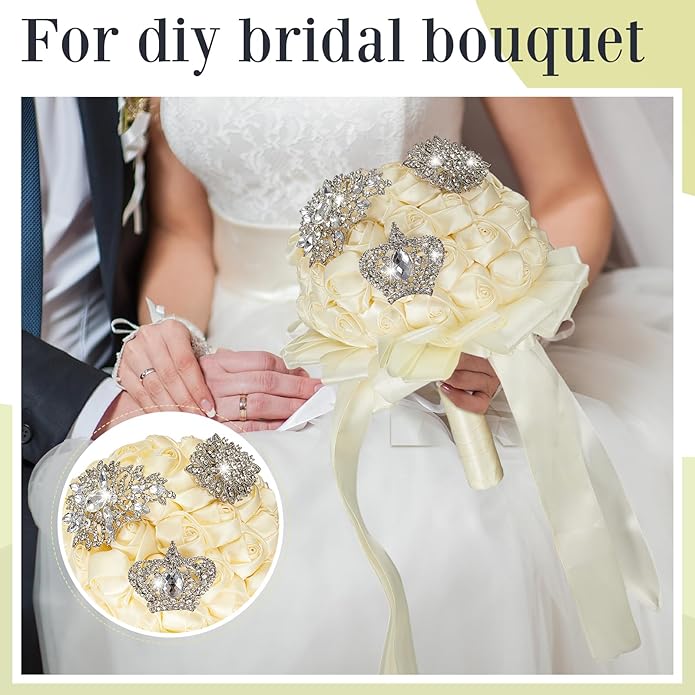 Ecally 4 Pcs Brooches and Pins for Women Crystal Pearl Brooch for Wedding Christmas Teacher Appreciation Gift