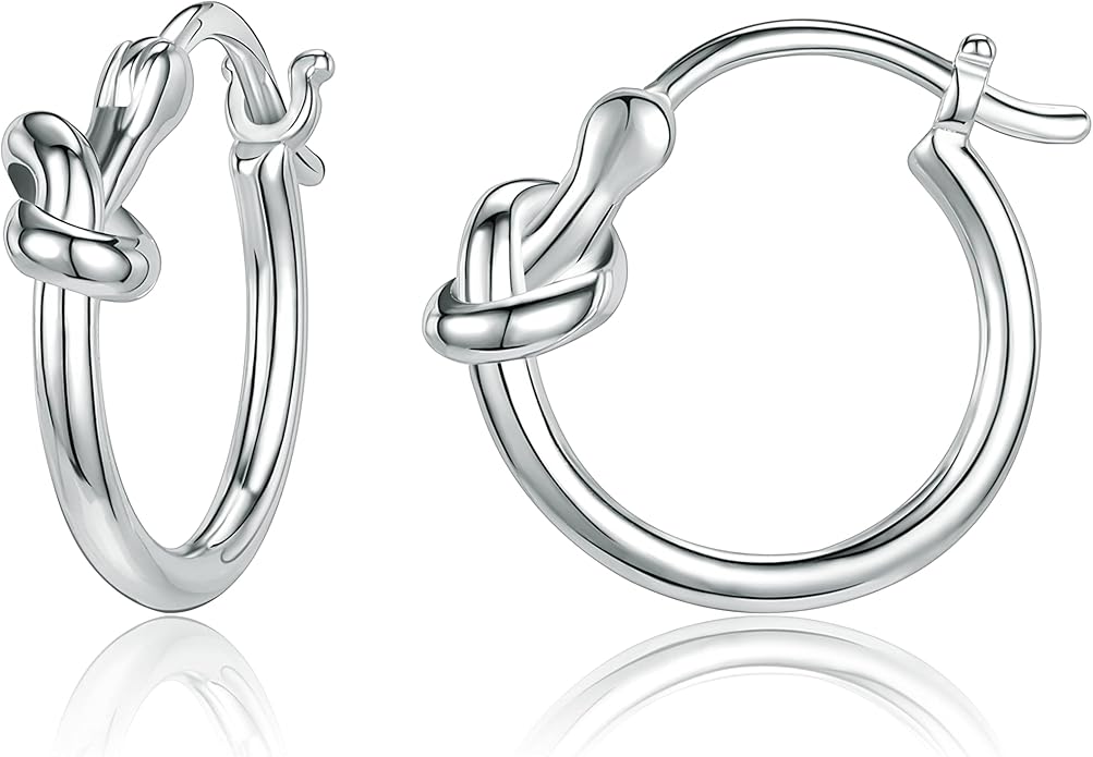 AoedeJ 925 Sterling Silver Hoop Earrings, High Polished Round Tiny Click-Top Hoop Earrings, Small Clasp Hoop Piercing Earrings