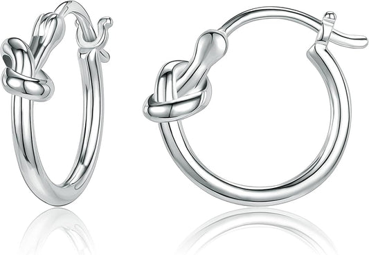 AoedeJ 925 Sterling Silver Hoop Earrings, High Polished Round Tiny Click-Top Hoop Earrings, Small Clasp Hoop Piercing Earrings