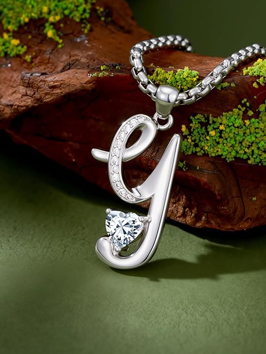 Christmas Gifts for Women Alphabet A to Z Initial Birthstone Pendant Necklaces for Women - 18k White Gold Plated Personalized Name Jewelry Valentine Mothers Day Birthday Gifts for Women Her Girlfriend