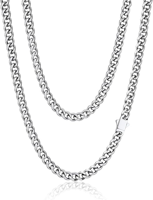 PROSTEEL Miami Cuban Link Chain for Men, 18K Gold/Black/Stainless Steel Necklace,6mm/9mm/12mm Width, Upgrade Clasp & Durable Chain for Mens Womens Jewelry,18"-30",with Gift Box