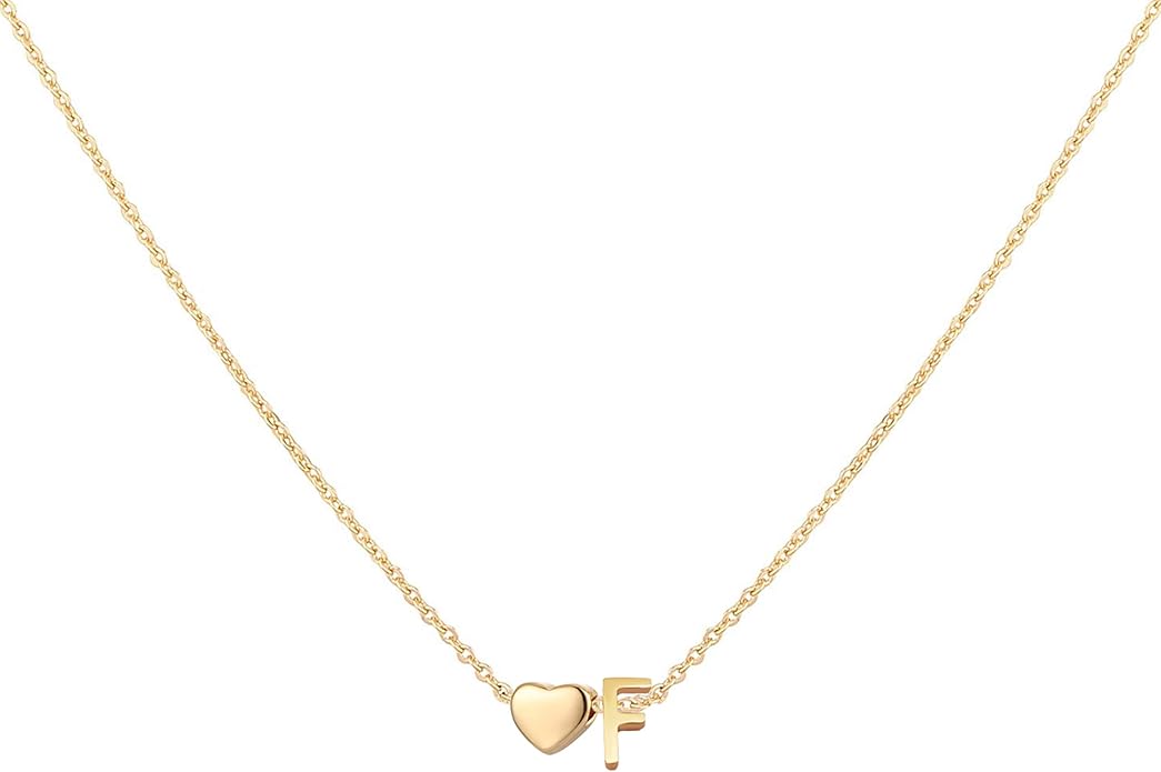 Initial Heart Necklace 18K Gold Plated Stainless Steel Tiny Heart Letter Necklace Personalized Monogram Name Necklace for Women
