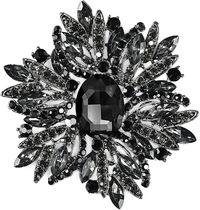 YOQUCOL Sunflower Shape Crystal Big Large Heavy Brooch Pin Rhinestone Scarf Decoration Corsage Cloth Pin for Women Girls