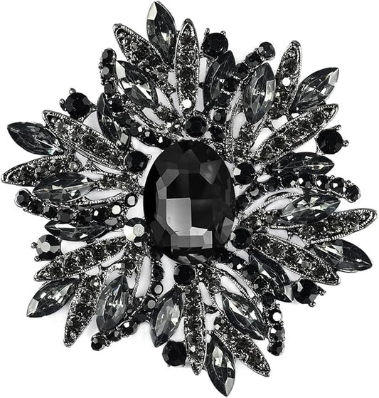 YOQUCOL Sunflower Shape Crystal Big Large Heavy Brooch Pin Rhinestone Scarf Decoration Corsage Cloth Pin for Women Girls
