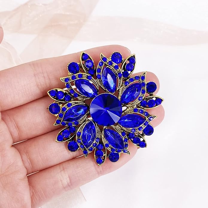 LAXPICOL Vintage Women's Austrian Crystal Elegant Flower Brooch Wedding Broach Pin