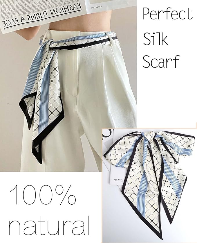 kcctoo 59" Mulberry Silk Like Head Scarf Women's Fashion Square Neck Satin Scarfs for Bag Hair Scarves Gift 59 * 5.9”