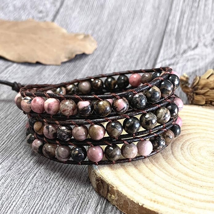 ZOSOJONA Boho Wrap Bead Bracelet for Women - Handmade Adjustable Natural Stone Beaded Bracelets Rope Yoga Healing Bracelet Bangle Hippie Jewelry