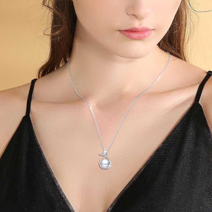 Sebina Pearl Pendant Necklace for Women,925 Sterling Silver Pendant Jewelry,Anniversary Christmas Birthday Valentines Gifts for Wife, Mom, Dauhter, Girlfriend,Her
