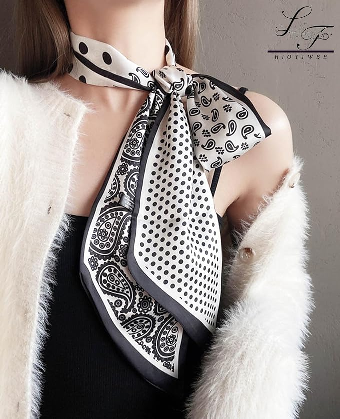 Hioyiwse Head Scarf Hair Neck Scarves For Women Purse Bag Scarfs For Handbags Silky Long Thin Satin Headscarf Fashion