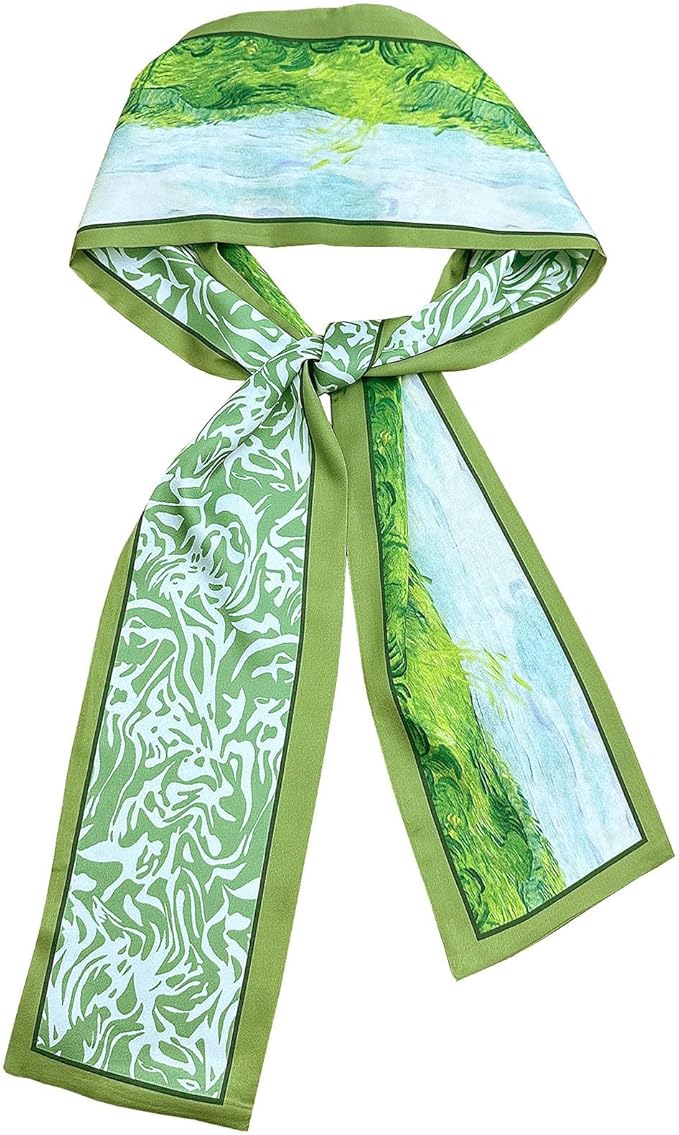 Hioyiwse Head Scarf Hair Neck Scarves For Women Purse Bag Scarfs For Handbags Silky Long Thin Satin Headscarf Fashion