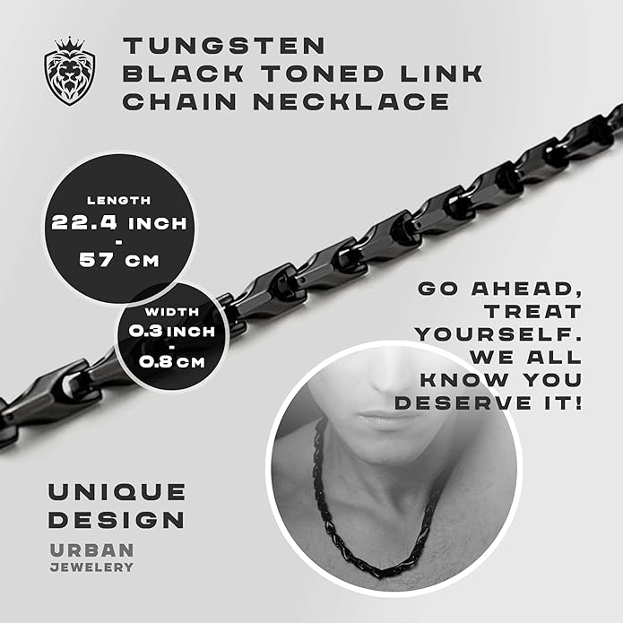 Urban Jewelry Astro Snake 18K Gold plated/Stainless steel Men's Heavy Weight Tungsten Carbide Base Link Necklace Chain