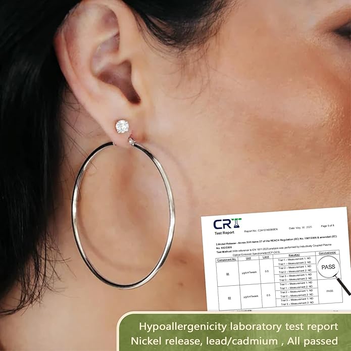 YOUNGYUE 925 Sterling Silver Hoop Earrings for Women Hypoallergenic Oversize 14K Gold Hoops Earrings for Women Thin Gold Plated Hoop earrings Lightweight Large Silver Hoop Earrings 30/40/50/60/70mm