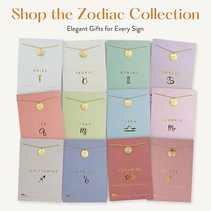 Lucky Feather Zodiac necklaces for women | Scorpio 14K Gold-Plated Astrology Pendant for Girls | Horoscope Sign Zodiac gift | Great Christmas Stocking Stuffer | Trendy Birthday Jewelry Gift | 16” - 18”