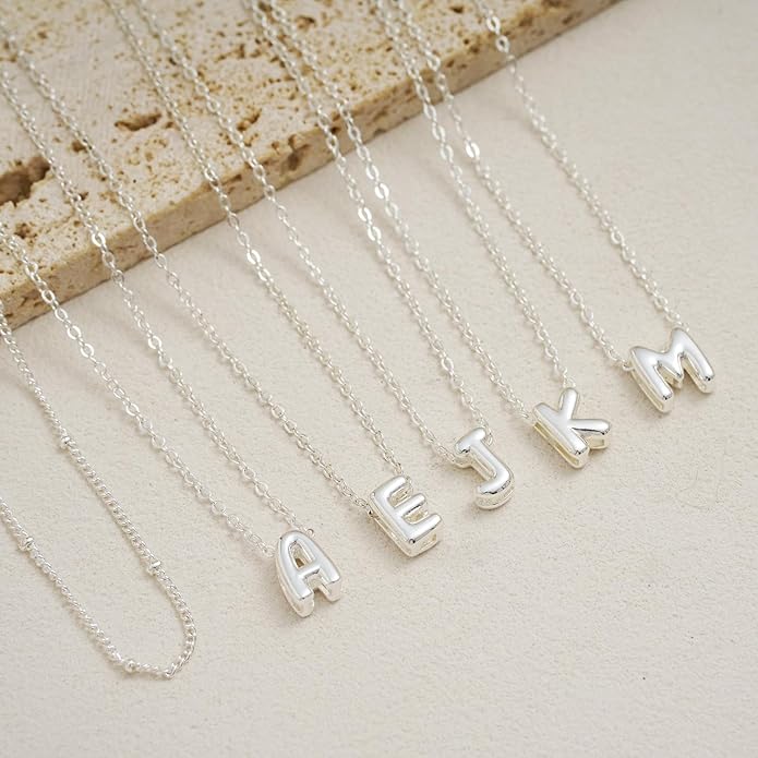 Bubble Letter Necklace Layered Initial Necklaces for Women Dainty Cute Choker Pendant Stack Jewelry Teen Gift Trendy Stuff