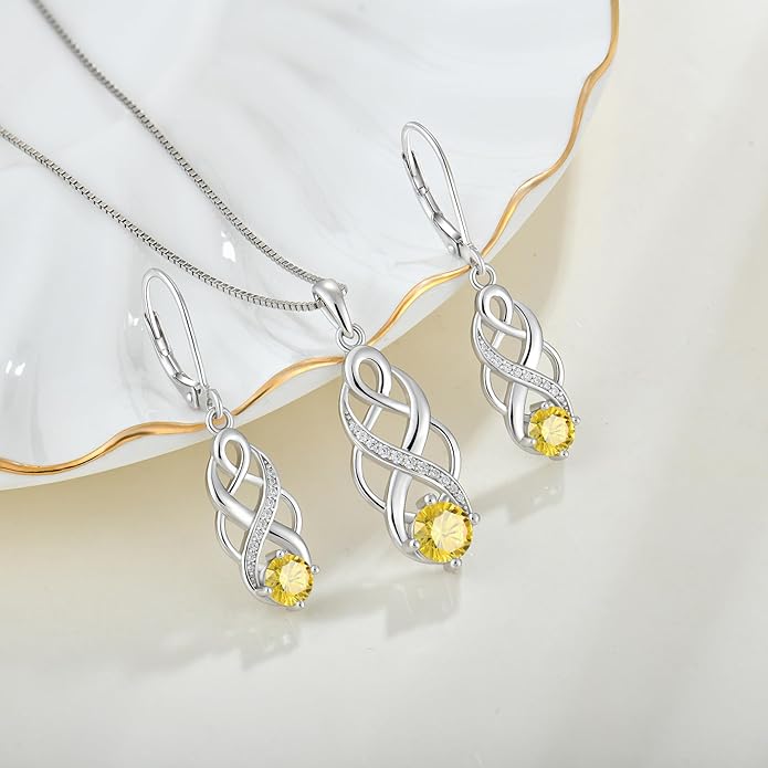 Infinity Celtic Knot Necklace 925 Sterling Silver Irish Pendant Birthstone Jewelry for Women