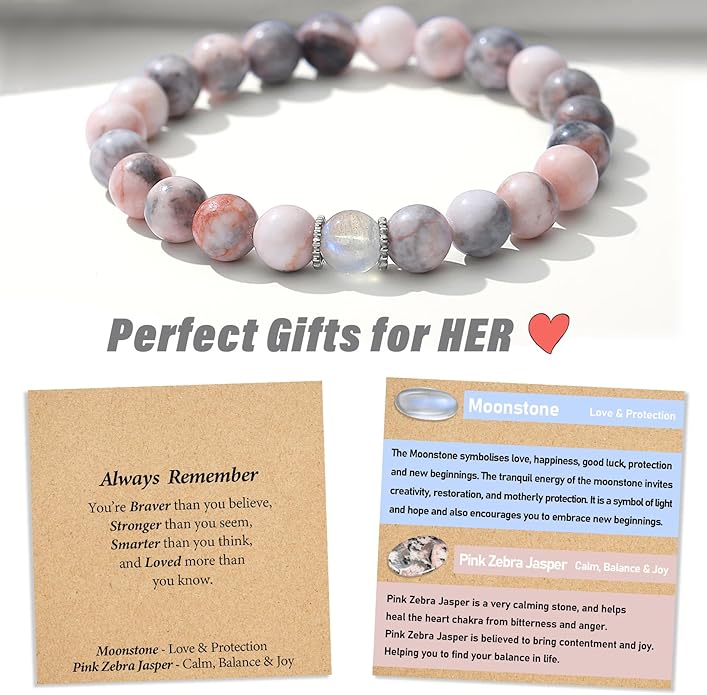 Christmas Stocking Stuffers for Kids/Girls/Teens-Love/Encouragement-Natural Crystal Bracelets-Handmade Cute Gifts