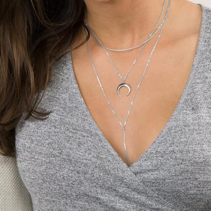 Turandoss Gold Layered Necklaces for Women - 14K Gold Plated Handmade Multilayer Bar Pearls Coin Disc Moon Butterfly Medallion Adjustable Dainty Layered Choker Necklaces for Women Jewelry